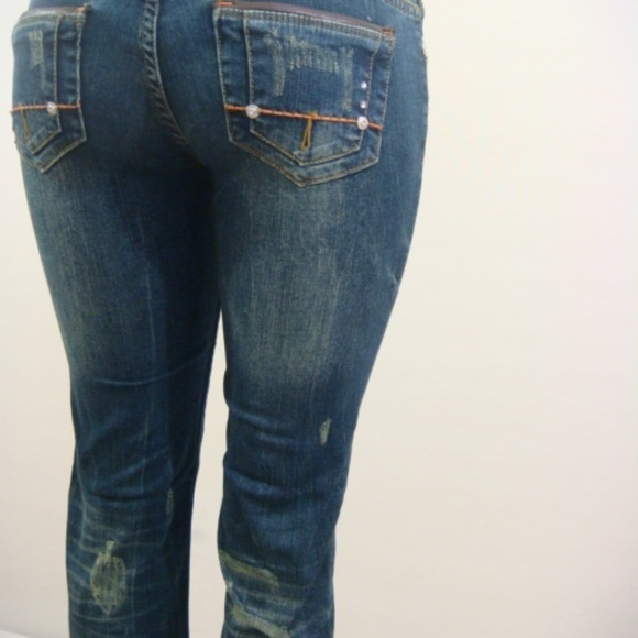 VO Virgin Only Jeans Women Dark Wash Rhinestone - Picture 4 of 15